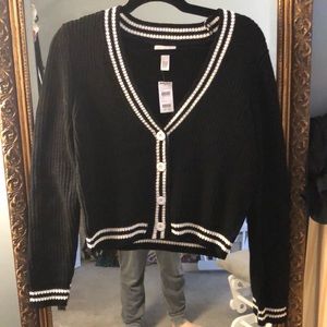 Black and white knit sweater